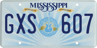 MS license plate GXS607