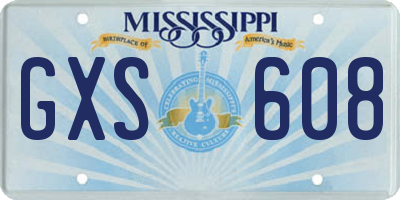 MS license plate GXS608