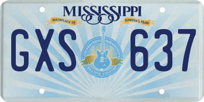 MS license plate GXS637