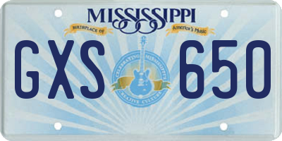 MS license plate GXS650