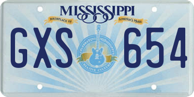 MS license plate GXS654