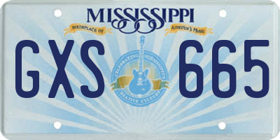 MS license plate GXS665