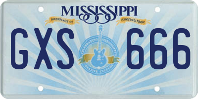 MS license plate GXS666