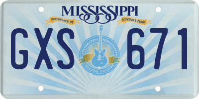 MS license plate GXS671