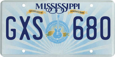 MS license plate GXS680