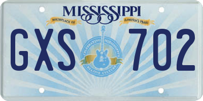 MS license plate GXS702