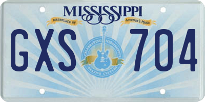 MS license plate GXS704