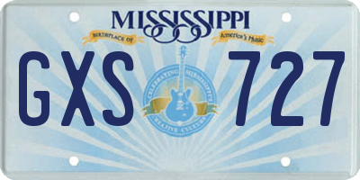 MS license plate GXS727