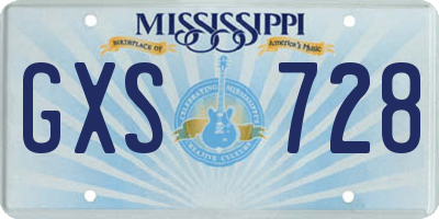 MS license plate GXS728