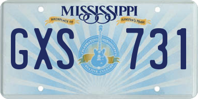 MS license plate GXS731