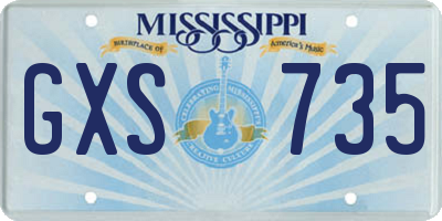 MS license plate GXS735