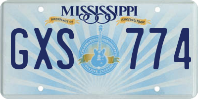 MS license plate GXS774
