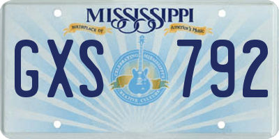 MS license plate GXS792