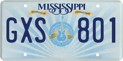MS license plate GXS801