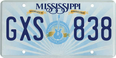 MS license plate GXS838