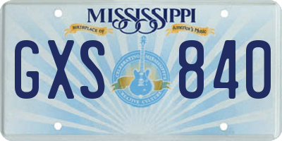 MS license plate GXS840