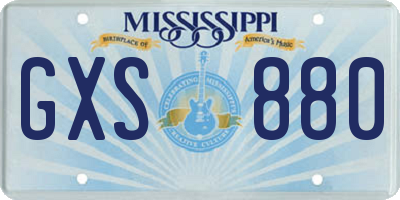 MS license plate GXS880