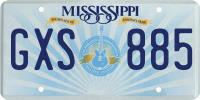 MS license plate GXS885