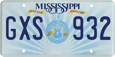 MS license plate GXS932