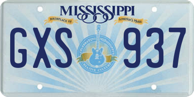 MS license plate GXS937