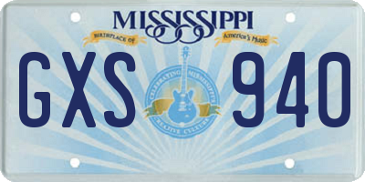 MS license plate GXS940