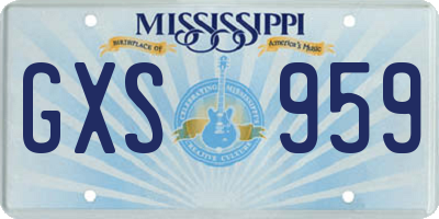 MS license plate GXS959