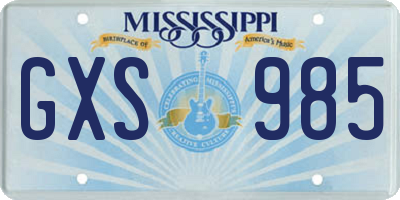 MS license plate GXS985