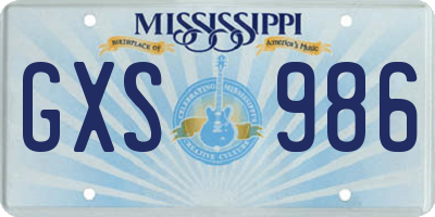 MS license plate GXS986