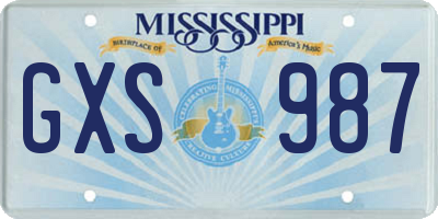 MS license plate GXS987