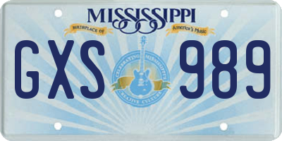 MS license plate GXS989