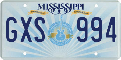 MS license plate GXS994