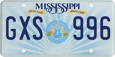 MS license plate GXS996