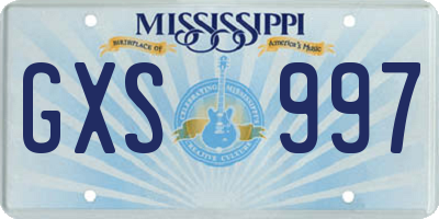 MS license plate GXS997