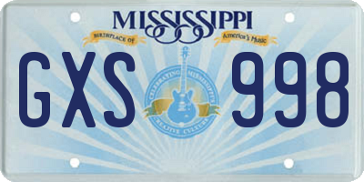 MS license plate GXS998