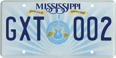 MS license plate GXT002