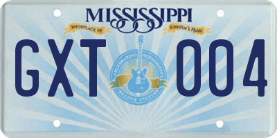 MS license plate GXT004