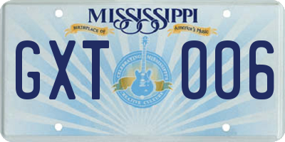 MS license plate GXT006