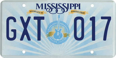 MS license plate GXT017