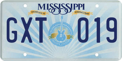 MS license plate GXT019