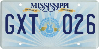 MS license plate GXT026