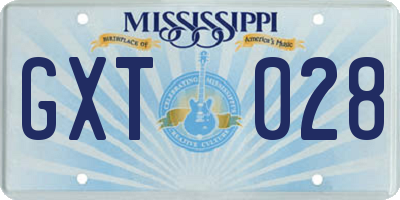 MS license plate GXT028