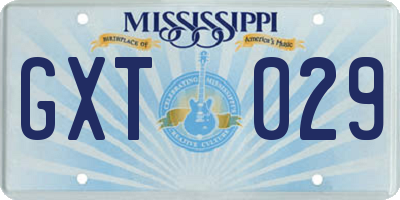 MS license plate GXT029