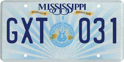 MS license plate GXT031