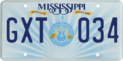 MS license plate GXT034