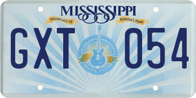 MS license plate GXT054