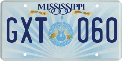 MS license plate GXT060