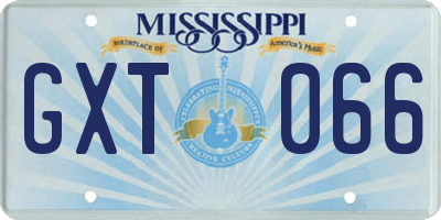 MS license plate GXT066