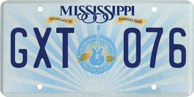 MS license plate GXT076
