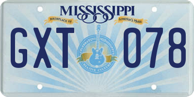 MS license plate GXT078