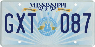 MS license plate GXT087
